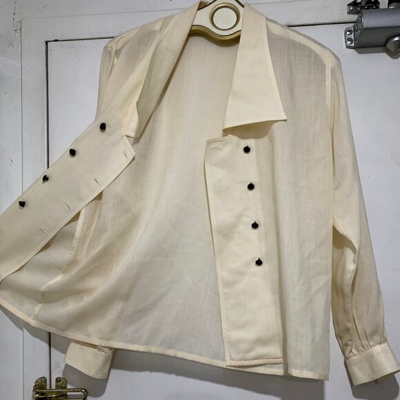 VINTAGE JAEGER DOUBLE BREAST FORMAL WOOL SHIRTS SIZE L - Picture 6 of 8